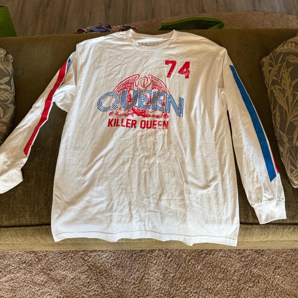 QUEEN 'Killer Queen' White Long Sleeve Tee - 74 Graphic